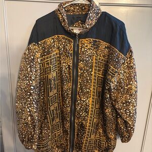 Vintage 100% Silk animal print bomber jacket sz XL